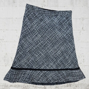 Y2K GAP Black Tweed Midi Flare Wool Blend High Waisted Trumpet Skirt Size 0